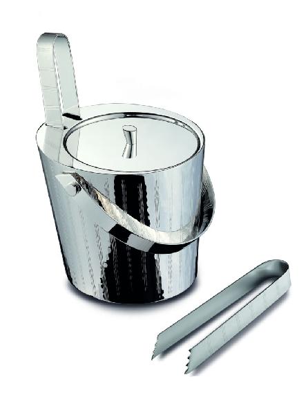 Silver plated ice bucket + tongs -  Seau à glace + pince à glace                                                        