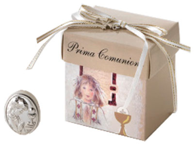 Musical sterling silver communion souvenir - Icone 1ère communion argent massif                                         