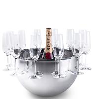 Bottega stainless steel champagne bucket w/removable support for 12 flutes - Seau à champagne acier + support flutes 