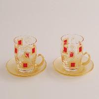 Caro rouge teacups - Mazhers rouge et or 12 pcs                                                                         