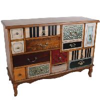 Colored chest of drawers 40x108cm H.77cm - Commode patchwork 1000 tiroirs                                               